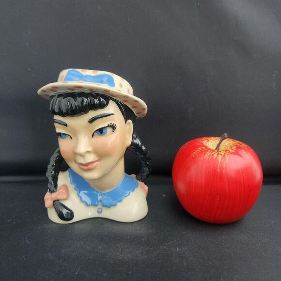 Becky Head Vase Ceramic Arts Studio Blue Pigtails Girl Teen Flower Holder VTG - Picture 8 of 8